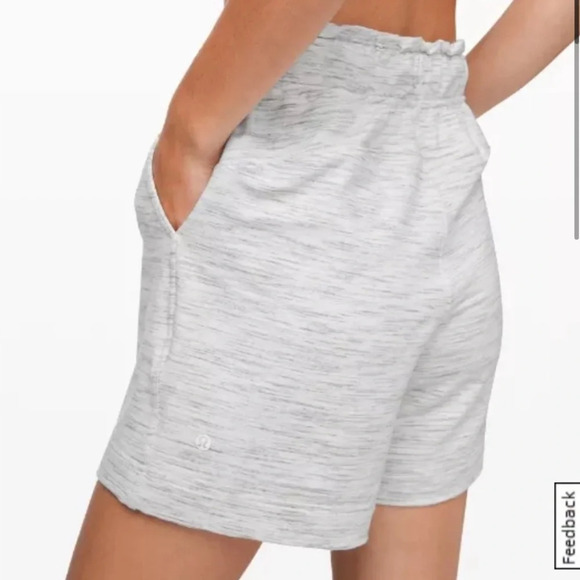 LULULEMON Hello Sunday Short Light Gray Heathered Paperbag Shorts High Waist 4 - Picture 2 of 8